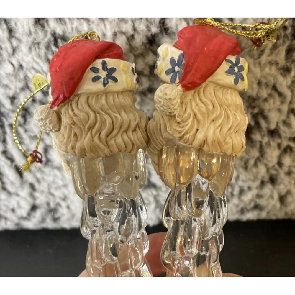 Silvestri Santa Icicle Acrylic‎ Resin Rustic Christmas Holiday Ornament Set Of 2